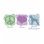 Pastel Peace, Love, and Giant Schnauzers t-shirts