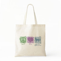 Pastel Peace, Love, and Golden Retrievers Canvas Bags