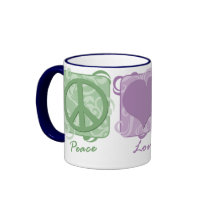 Pastel Peace, Love, and Golden Retrievers Mugs