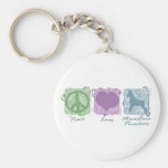 Pastel Peace, Love, and Miniature Pinschers Key Chain