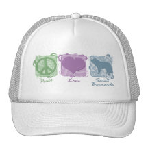 Pastel Peace, Love, and Saint Bernards Mesh Hat