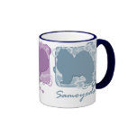 Pastel Peace, Love, and Samoyeds Mug