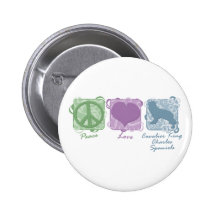 Pastel Peace, Love, Cavalier King Charles Spaniels Button