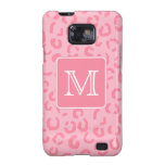 Pastel Pink Leopard Print. Custom Monogram. Galaxy SII Cases