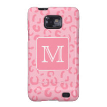 Pastel Pink Leopard Print. Custom Monogram. Galaxy SII Cases