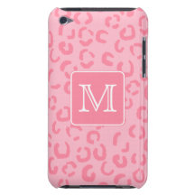 Pastel Pink Leopard Print. Custom Monogram. Barely There iPod Cover