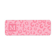 Pastel Pink Leopard Print. Custom Monogram. Custom Return Address Labels