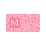 Pastel Pink Leopard Print. Custom Monogram. Labels