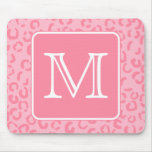 Pastel Pink Leopard Print. Custom Monogram. Mousepads