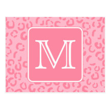 Pastel Pink Leopard Print. Custom Monogram. Post Card
