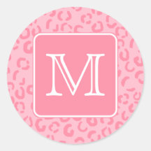 Pastel Pink Leopard Print. Custom Monogram. Stickers