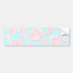 Pastel Pink Rose Pattern on Light Blue. Bumper Stickers