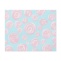 Pastel Pink Rose Pattern on Light Blue. Flyers