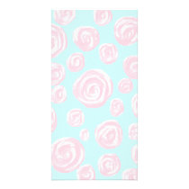 Pastel Pink Rose Pattern on Light Blue. Picture Card