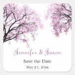 Pastel Pink Trees - Save the Date Stickers stickers