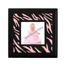Pastel Pink Zebra Stripe Photo Keepsake Box