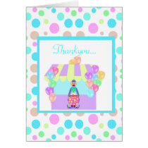 PASTEL POLKA DOT CIRCUS THANK YOU CARD cards