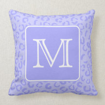 Pastel Purple Leopard Print. Custom Monogram. Pillow