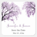 Pastel Purple Trees - Save the Date Stickers stickers