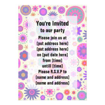 Pastel Rainbow Flower Pattern Custom Invitations