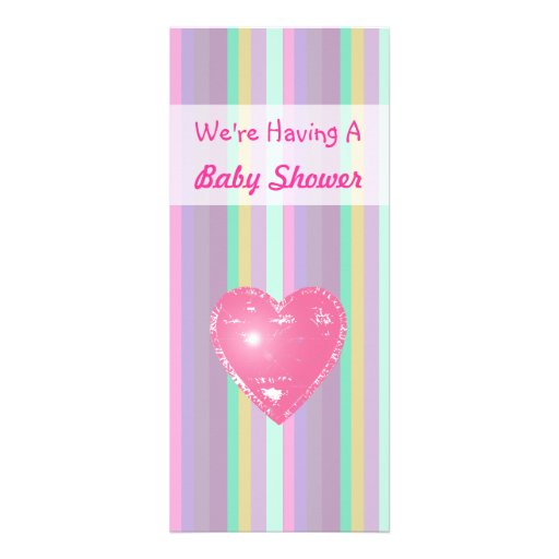 Pastel Rainbow Heart Baby Shower Invitation