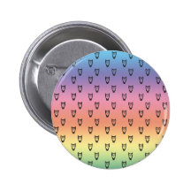 Pastel rainbow owl pattern pinback button