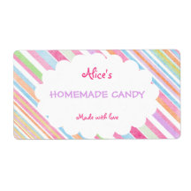 Pastel Rainbow Stripe Personalized Homemade Candy Shipping Label