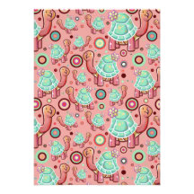 Pastel Shell Flower Tortoise Pattern Invite