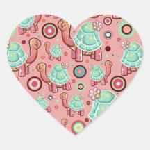 Pastel Shell Flower Tortoise Pattern Heart Stickers