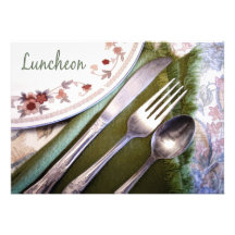 Pastel Sketch of Place Setting Luncheon Personalized Invitations