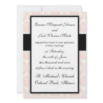 pastel soft light cream and pink damask custom announcement