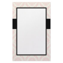 pastel soft light cream and pink damask custom stationery