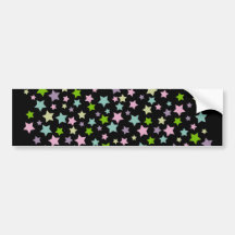 Pastel stars pattern on black bumper stickers