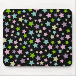 Pastel stars pattern on black mouse pad