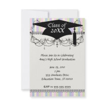 pastel stripes grad graduation personalized announcements