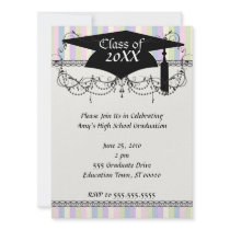 pastel stripes grad graduation custom invites