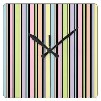 PASTEL STRIPES WALL CLOCK BLACK wall clocks