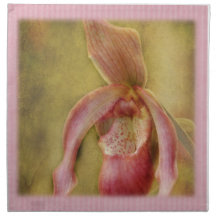 Pastel Textured Lady Slipper Orchid Napkin