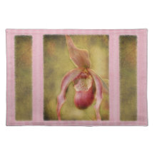 Pastel Textured Lady Slipper Orchid Placemat