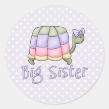 Pastel Turtle Big Sister Round Sticker