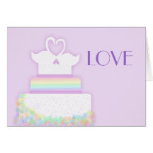 Pastel Wedding Cake Swans Greeting Card