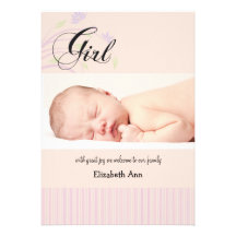 Pastel Whisper Photo Birth Announcement
