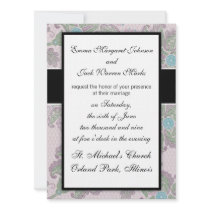 pastels spring floral damask design custom invite