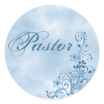 Pastor Envelope Seals: Sky Blue Elegance Stickers