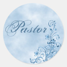 Pastor Envelope Seals: Sky Blue Elegance Stickers