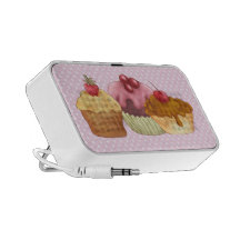 Pastries An Polkadots Doodle Travelling Speakers