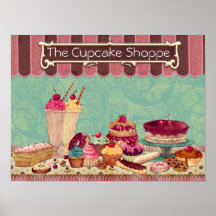 Pastry Cupcake Patisserie Bakery Shop Sign Posters