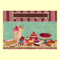Pastry Cupcake Patisserie Bakery Shop Sign posters