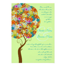 Patch Work Flower Love Tree Wedding Invitation