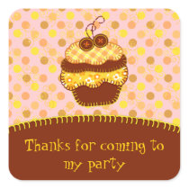Patchwork Applique Sunshine Cupcakes Square Sticker